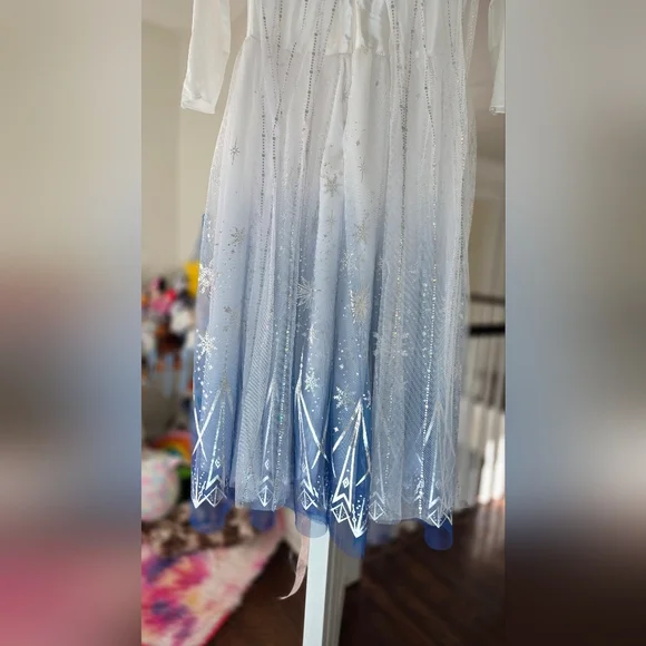 Sparkling Winter Princess Tutu Dress with Snowflake Pattern - 9-10 Years - Picture 9 of 10